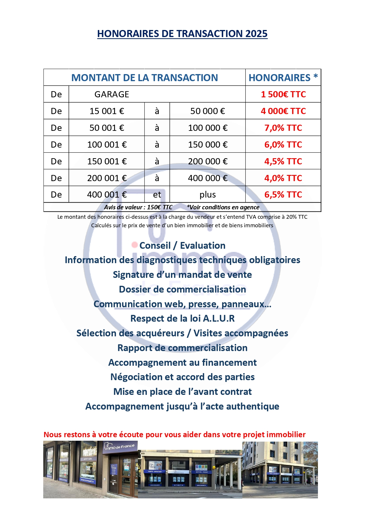 Fiche détaillée sur les honoraires de transaction pour 2024
